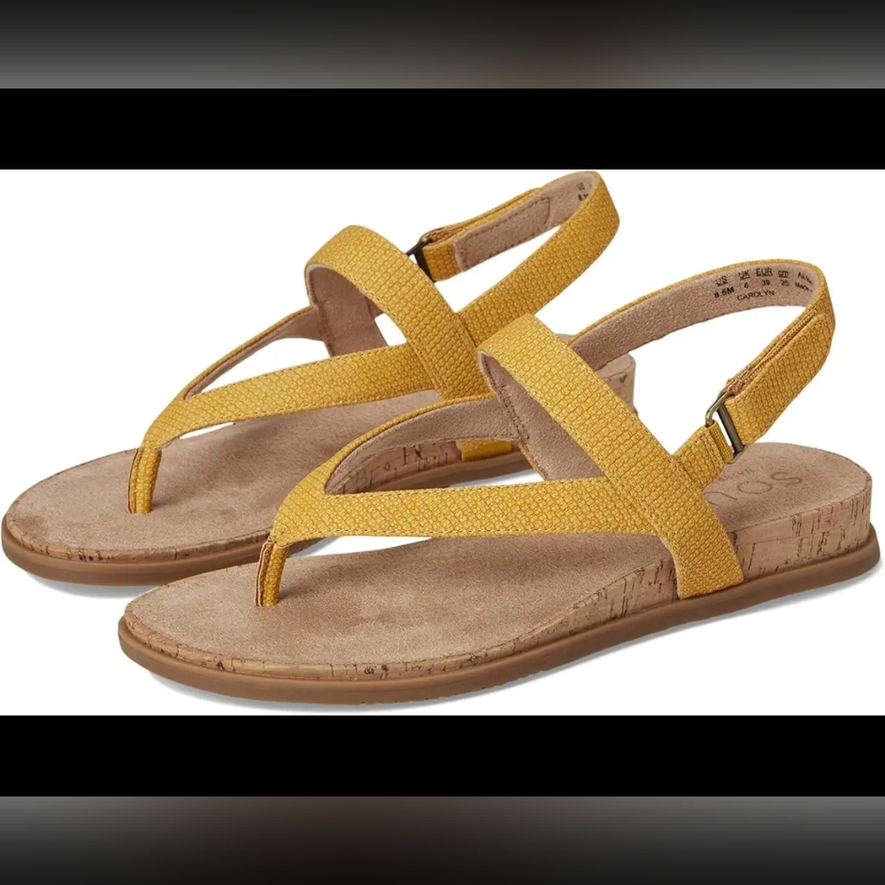 SOUL Naturalizer Carolyn Wedge Sandal with Slingback Strap Yellow NIB Size 10